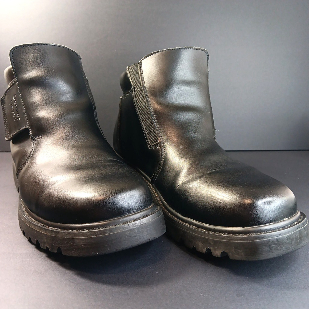 Size 11 Leather Denver Hays Slip On Hook And Loop Mens Combat Boots Shoes - Picture 2 of 10